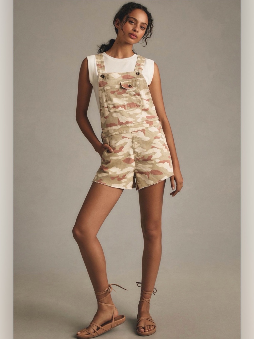 Pilcro for Anthropologie Camo Printed Shortalls